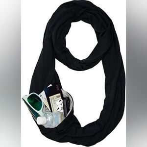 Beyond Yoga Black Infinity Scarf with Hidden Zip Pocket - Like New